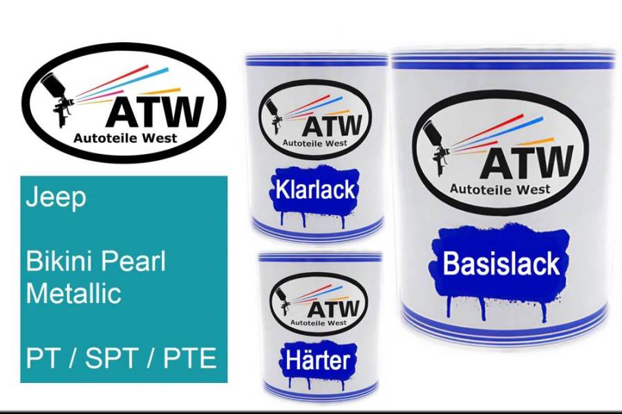 Jeep, Bikini Pearl Metallic, PT / SPT / PTE: 1L Lackdose + 1L Klarlack + 500ml Härter - Set, von ATW Autoteile West.